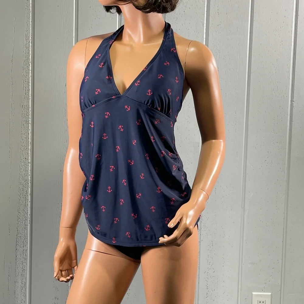 **Old Navy Women’s Navy Blue & Red Anchor Tankini Sz SP